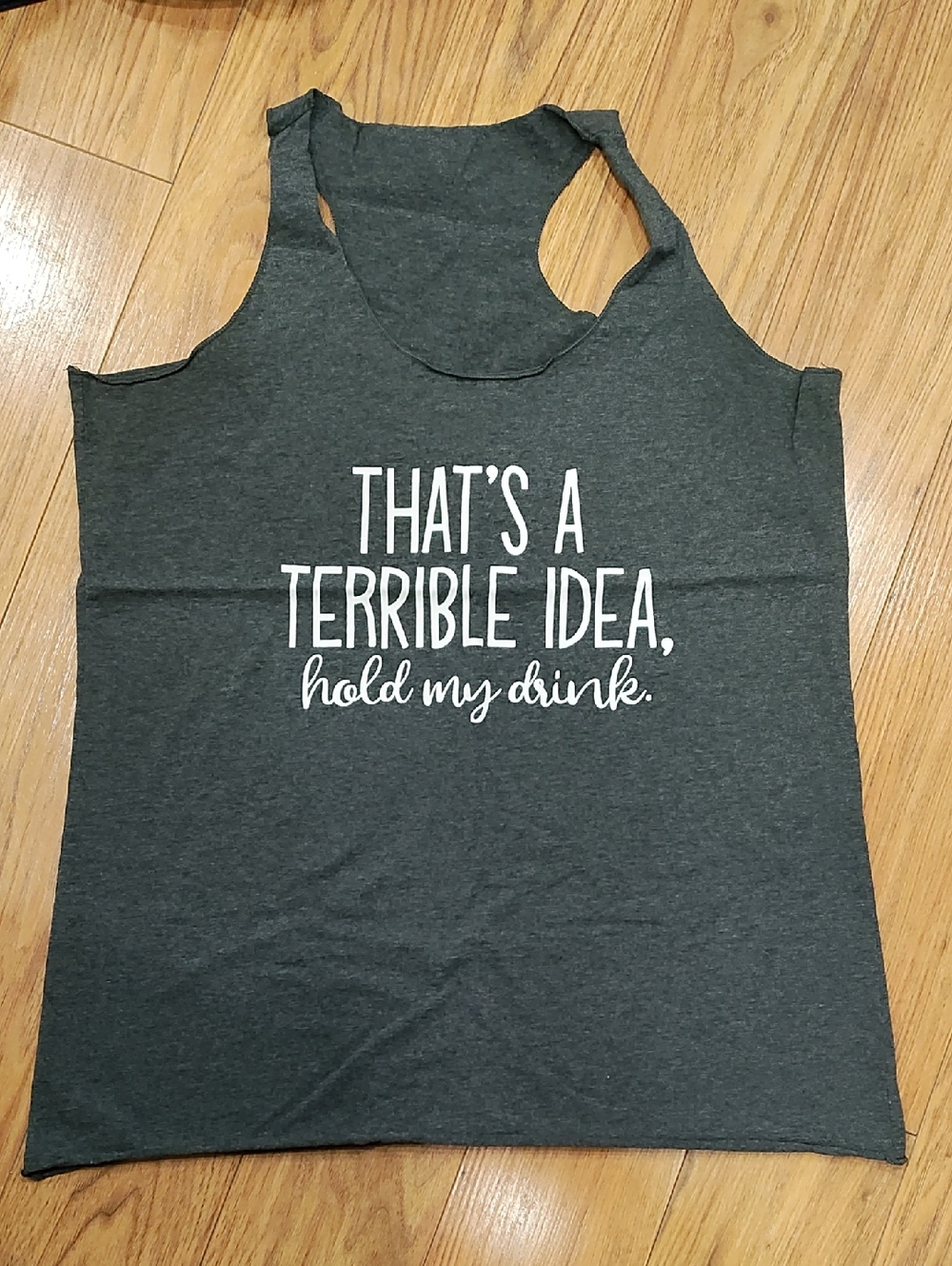 Source Unknown Dark Gray Tank Top with White Script
